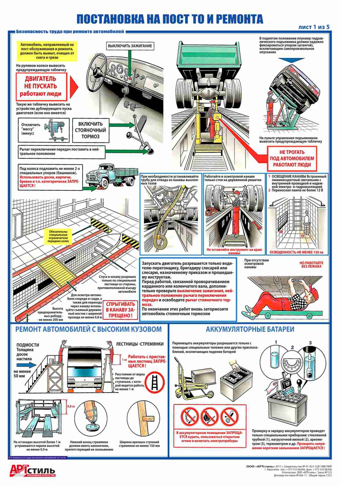 Плакаты по ТБ:  Техника безопасности при ремонте автомобилей